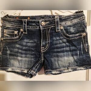 Miss Me Signature 29 Sequin Embellished Flap Pocket Denim Shorts